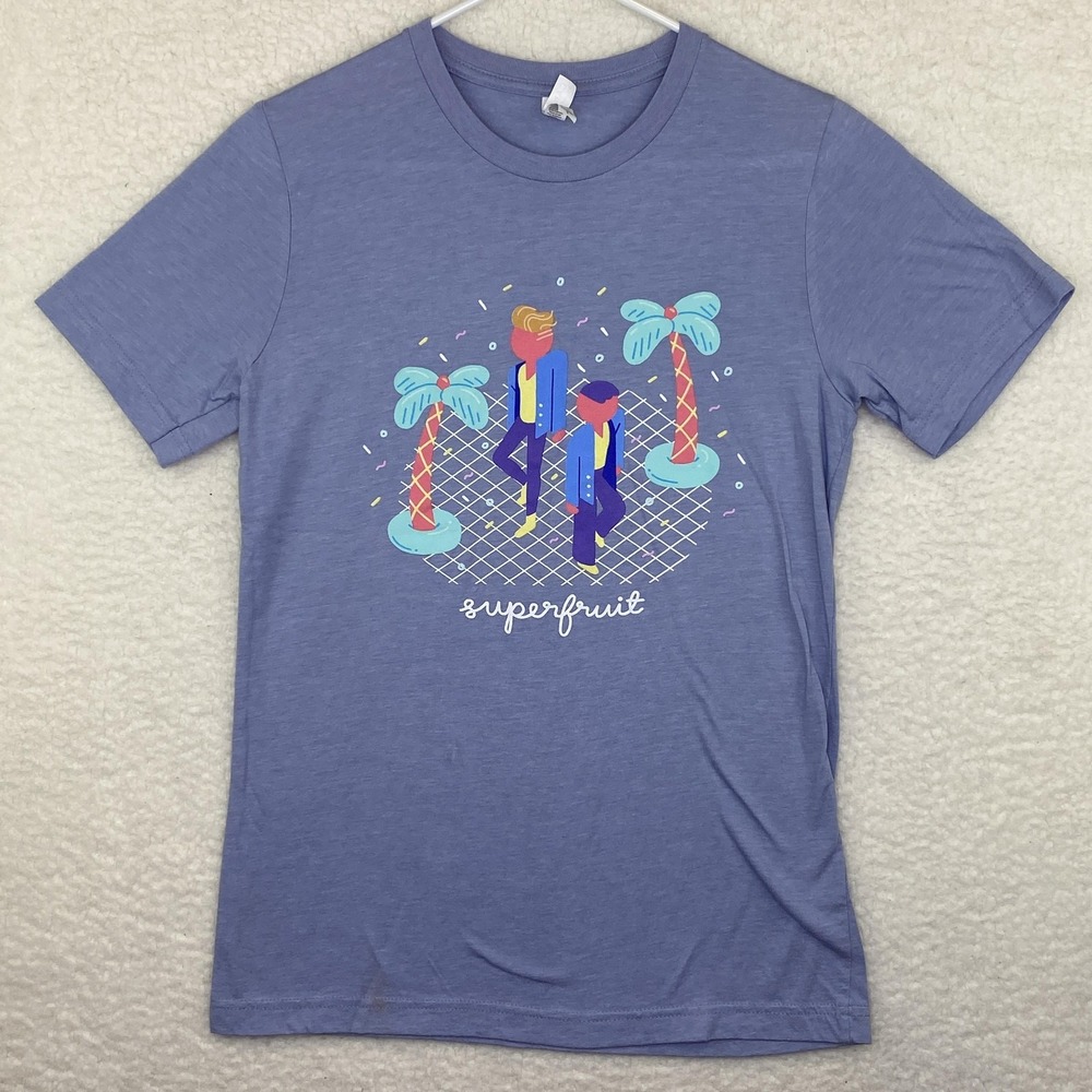 Superfruit Bella + Canvas T-Shirt Mens S Purple Graphic Crew Neck Future Friends